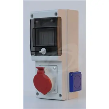 Autentický Zásuvková skříň 2x230V,1x400V/16A, bez jističů a chráničů,IP44