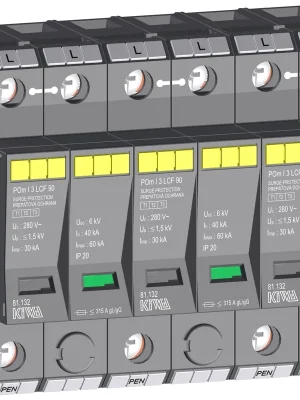 SK0165685-CZ20260306-083626-0-1772757395-pim-872132_1 Aktuální KIWA Ochrana přepěťová POm I 3 LCF 90kA 280V/30kA, modulární, monoblok, B+C+D