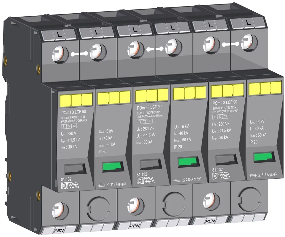 Aktuální KIWA Ochrana přepěťová POm I 3 LCF 90kA 280V/30kA, modulární, monoblok, B+C+D