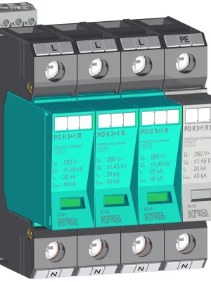 Značkový KIWA Ochrana přepěťová PO II 3+1 R 280V/40kA, modulární, vyměnitelná, C+D