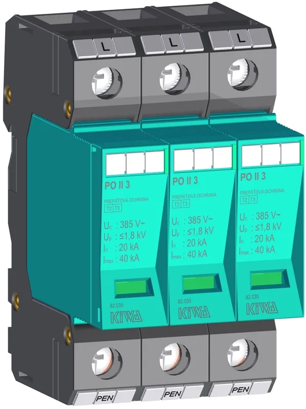 SK0165742-CZ20260306-083626-0-1772757395-pim-872586_1 Zlevněný KIWA Ochrana přepěťová PO II 3 385V/40kA, modulární, vyměnitelná, C+D