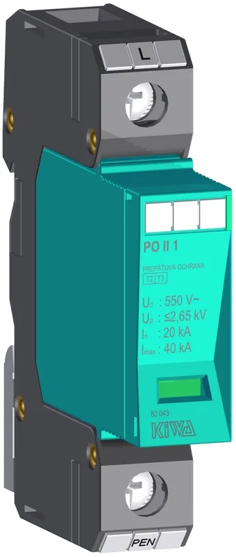 Záruka V Ceně KIWA Ochrana přepěťová PO II 1 550V/40kA, modulární, vyměnitelná, C+D