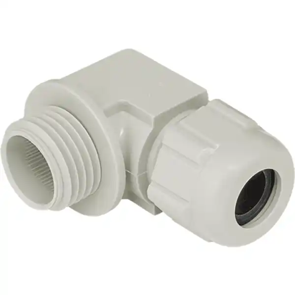 AGRO  Kabelová vývodka, úhlová, 90°, plastová, světle šedá, závit Pg11 Autentický